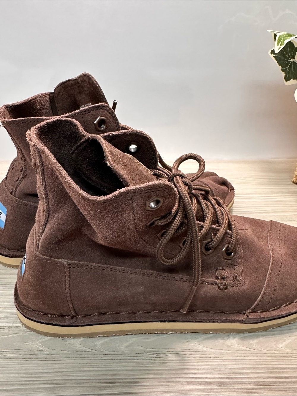 TOMS Women’s Brown Suede Lace-Up Ankle Boots Size 6